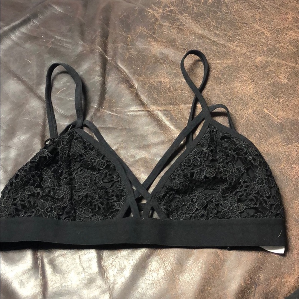American Threads Black Lace Bralette